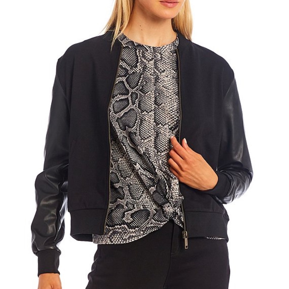 MICHAEL Michael Kors Faux Leather Bomber Jacket, NWT, $140